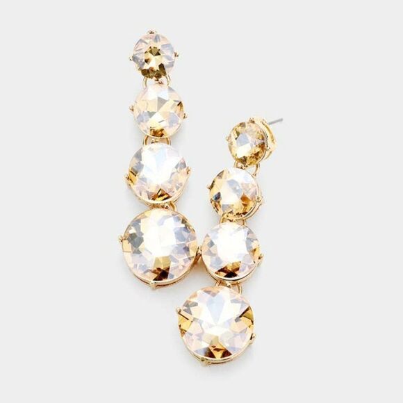Round Lt. Colored Topaz Crystal Evening Earrings - Picture 1 of 5